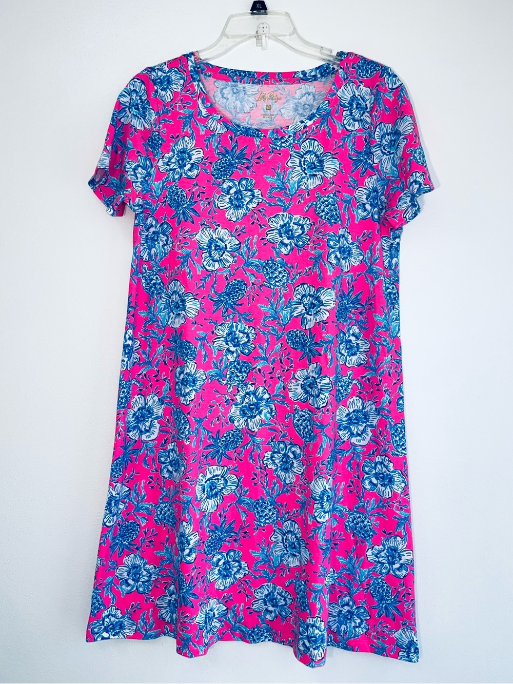 Lilly Pulitzer NWOT Cody Short Sleeve Dress Roxie Pink Wave N Sea SZ Medium